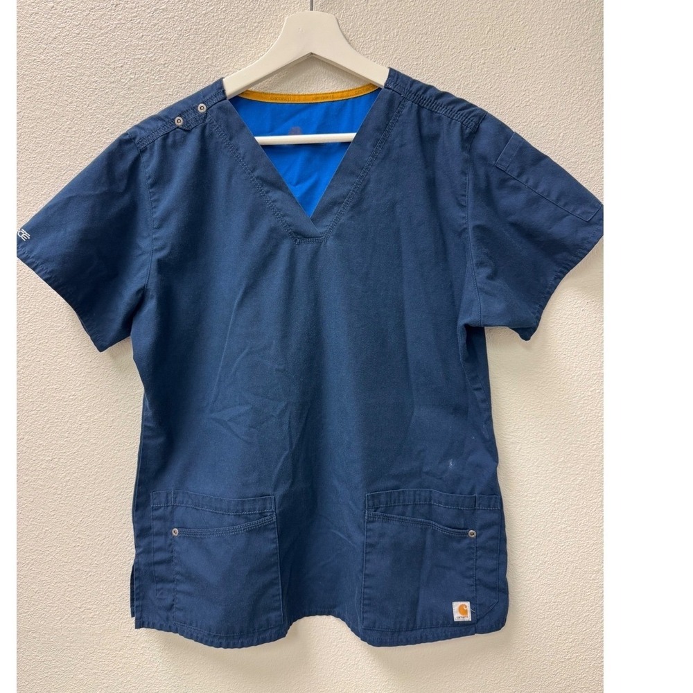 Carhartt Force Blue Scrub Top V-Neck Short Sleeve Women's Medical Apparel